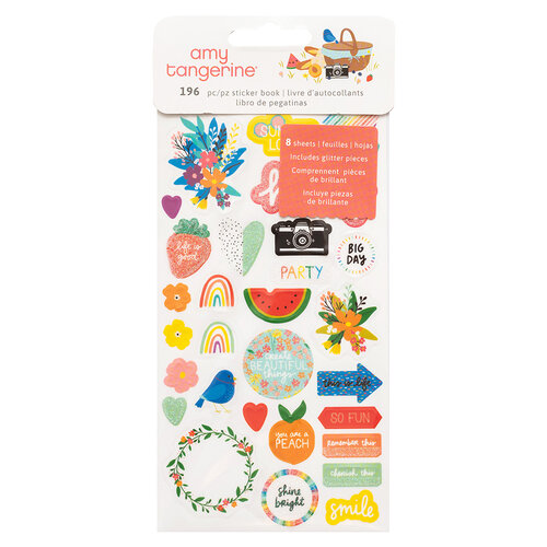 Amy Tangerine - Picnic in the Park Collection - Sticker Book - Icon and Phrase - Iridescent Glitter