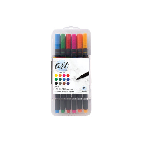 American Crafts - Art Supply Basics Collection - Pens - Fine Tip - 12 Pieces