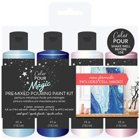 American Crafts - Color Pour Magic Collection - Pre-Mixed Pouring Paint Kit - Cool Opal