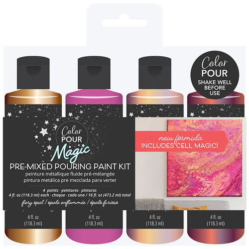 American Crafts - Color Pour Magic Collection - Pre-Mixed Pouring Paint Kit - Fiery Opal
