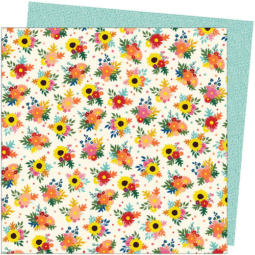 Amy Tangerine - Late Afternoon Collection - 12 x 12 Double Sided Paper - Bright Bouquets