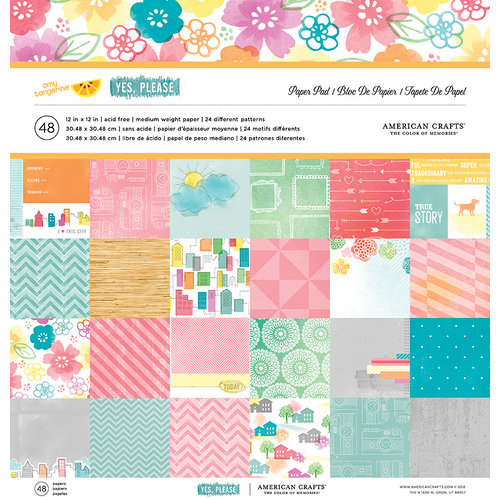 American Crafts - Amy Tangerine Collection - Yes, Please - 12 x 12 Paper Pad