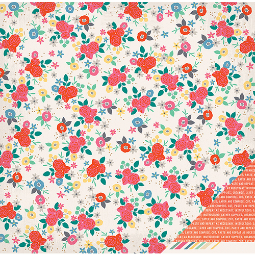 American Crafts - Amy Tangerine Collection - Cut and Paste - 12 x 12 Double Sided Paper - Blossom
