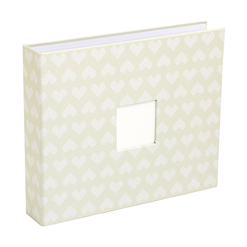 American Crafts - Amy Tangerine Collection - Cut and Paste - Patterned Cloth Album - 12 x 12 D-Ring - Embroidered Hearts