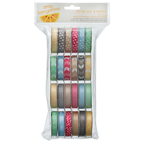 American Crafts - Amy Tangerine Collection - Cut and Paste - Ribbon Value Pack - 24 Spools