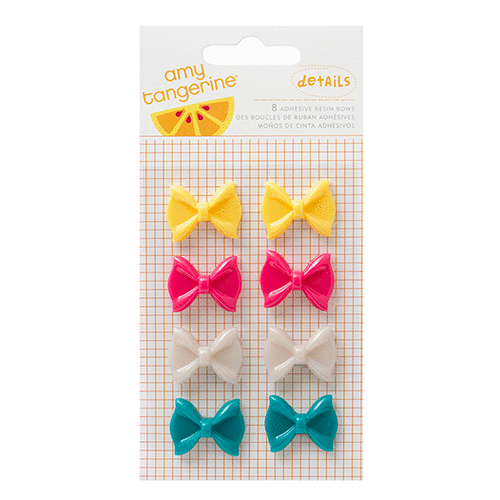 American Crafts - Amy Tangerine Collection - Cut and Paste - Details - Self Adhesive Resin Bows