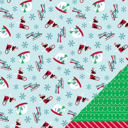 American Crafts - Peppermint Express Collection - Christmas - 12 x 12 Double Sided Paper - Red Sleigh