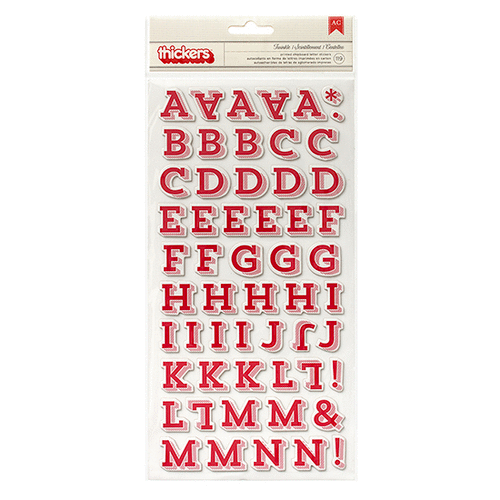 American Crafts - Peppermint Express Collection - Christmas - Thickers - Printed Chipboard - Twinkle - Crimson