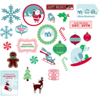 American Crafts - Peppermint Express Collection - Christmas - Bits - Die Cut Cardstock Pieces - Figgymint