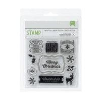 American Crafts - Peppermint Express Collection - Christmas - Clear Acrylic Stamps