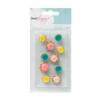 American Crafts - Dear Lizzy Polka Dot Party Collection - Adhesive Layered Resin Flowers