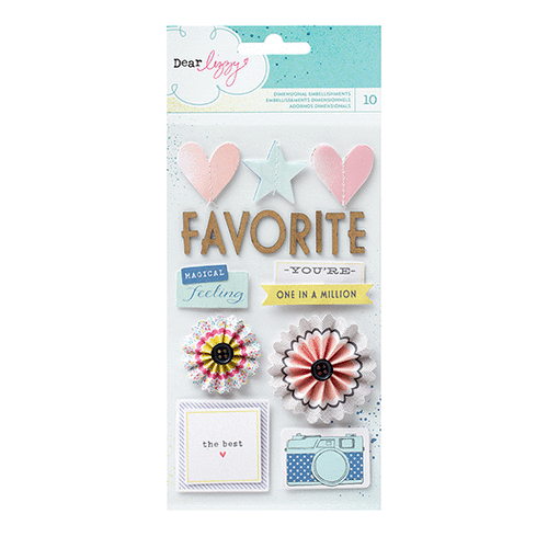 American Crafts - Dear Lizzy Polka Dot Party Collection - 3 Dimensional Stickers