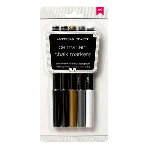 American Crafts - DIY Shop Collection - Permanent Chalk Markers - 5 Pack