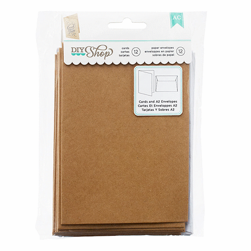 American Crafts - DIY Shop Collection - A2 Cards and Envelopes - Kraft