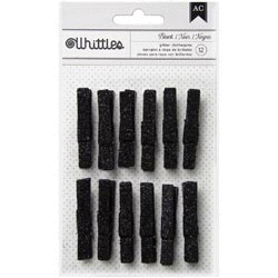 American Crafts - Whittles - Decorated Clothespins - Black Glitter