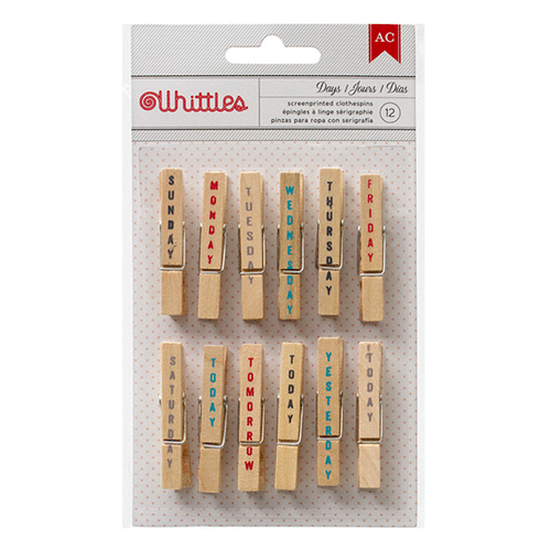 American Crafts - Whittles - Decorated Clothespins - Days Of Week