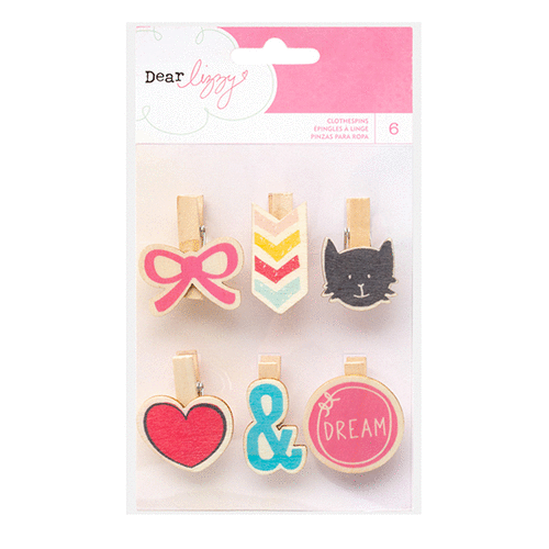 American Crafts - Dear Lizzy Collection - Daydreamer - Wood Clothespins