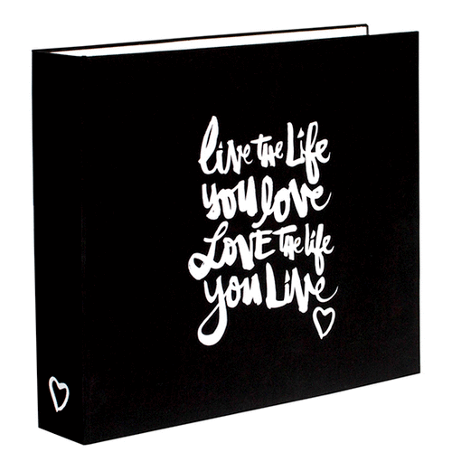 American Crafts - Amy Tangerine Collection - Plus One - Patterned Cloth Album - 12 x 12 D-Ring - Live the Life You Love