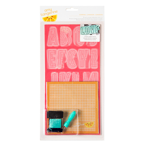 American Crafts - Amy Tangerine Collection - Plus One - Embroidery Stencil Kit - Alphabet - Comrade