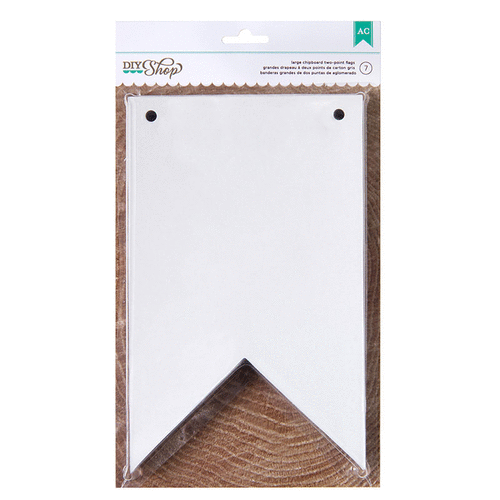 American Crafts - DIY Shop Collection - Banners - 9 x 9 - Two-Point Flag - Chipboard - White