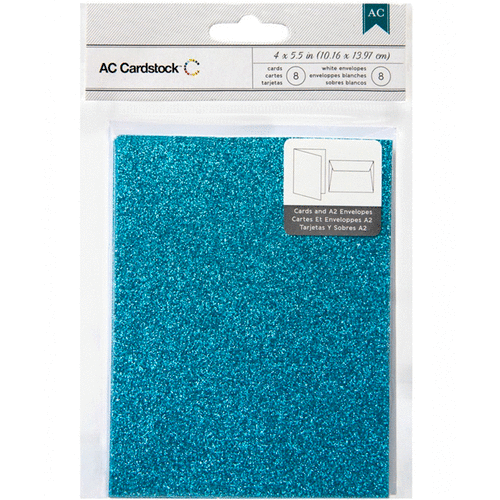 American Crafts - A2 Cards and Envelopes - Glitter - Peacock