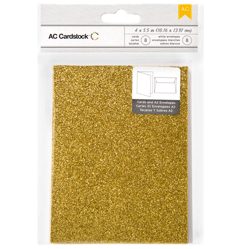 American Crafts - A2 Cards and Envelopes - Glitter - Sunflower