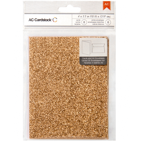 American Crafts - A2 Cards and Envelopes - Glitter - Carrot