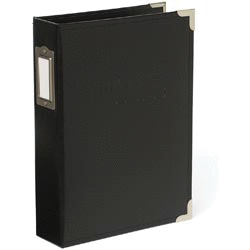 American Crafts - Thickers Storage Album - Faux Leather - 6 x 12 D-Ring - Black
