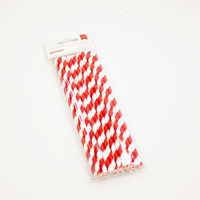 American Crafts - Details - Paper Straws - Lined - Crimson