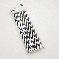 American Crafts - DIY Shop Collection - Details - Paper Straws - Lined - Black