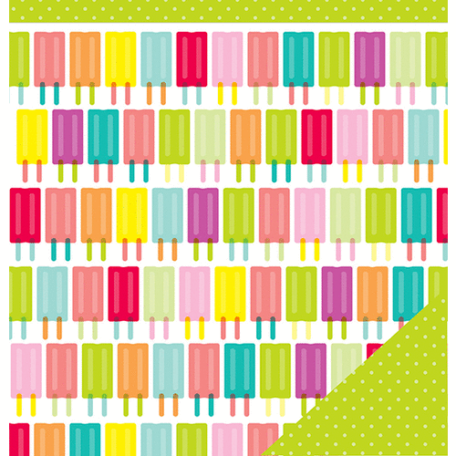 American Crafts - Hashtag Summer Collection - 12 x 12 Double Sided Paper - Popsicles