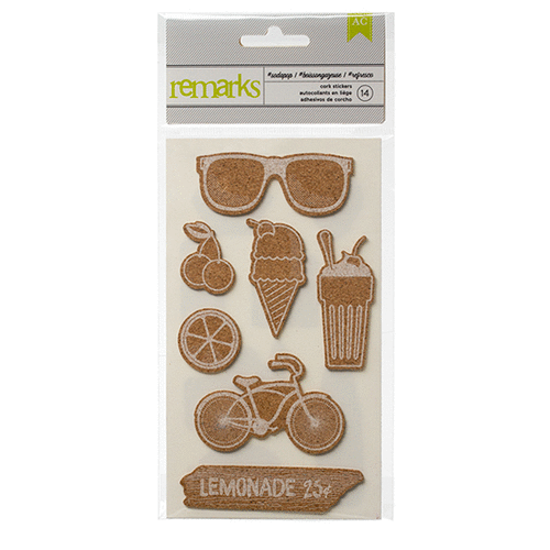 American Crafts - Hashtag Summer Collection - Self Adhesive Cork Shapes - Sodapop