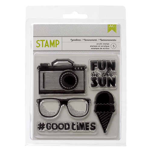 American Crafts - Hashtag Summer Collection - Clear Acrylic Stamps - Good Times