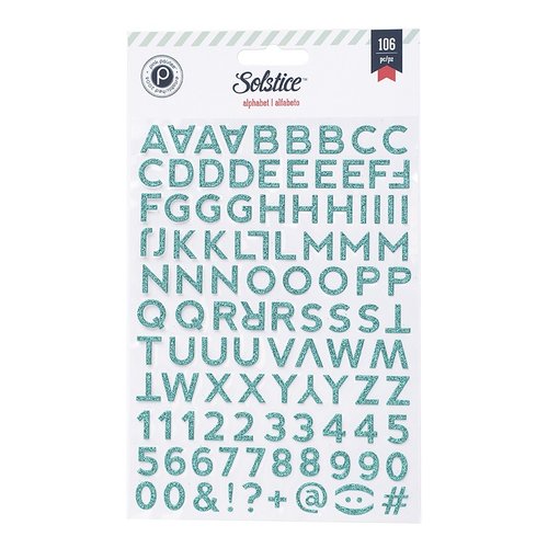 Pink Paislee - Solstice Collection - Glitter Stickers - Alphabet - Blue