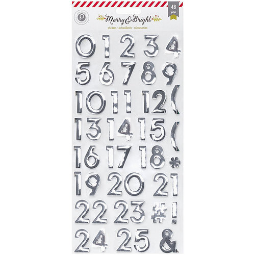 Pink Paislee - Merry and Bright Collection - Christmas - Foil Stickers - Countdown Numbers