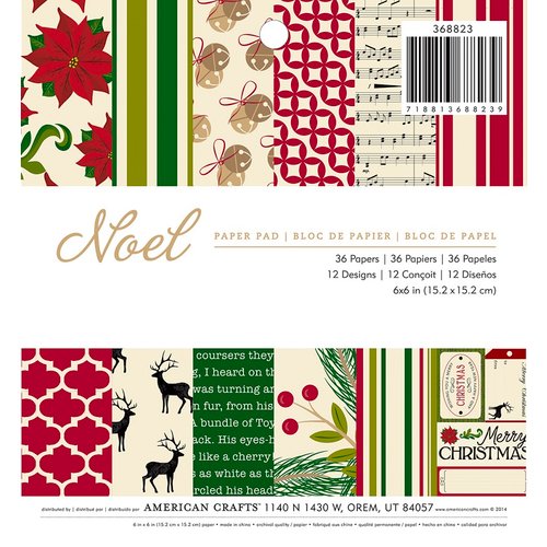 American Crafts - Christmas - 6 x 6 Paper Pad - Noel