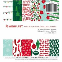 American Crafts - Christmas - 6 x 6 Paper Pad - Wish List
