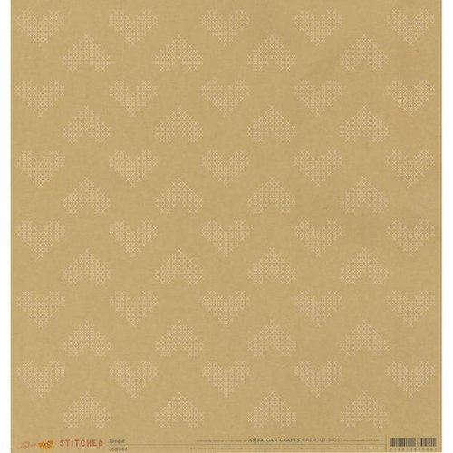 American Crafts - Amy Tangerine Collection - Stitched - 12 x 12 Kraft Paper - Heartfelt