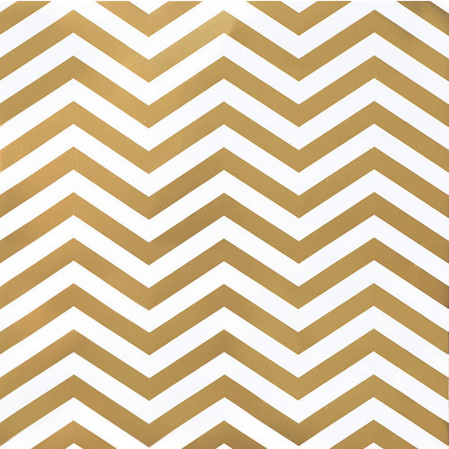 American Crafts - DIY Shop 2 Collection - 12 x 12 Paper - Gold Foil Chevron On White