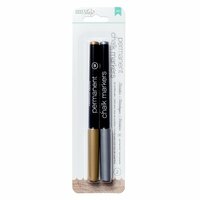 American Crafts - DIY Shop 2 Collection - Permanent Chalk Markers - Broad Point - Gold and Silver