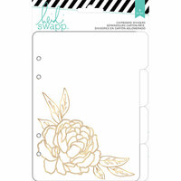 Heidi Swapp - Wanderlust Collection - 5 x 7 Memory Binder Inserts - Chipboard Tabs Dividers - Gold Foil