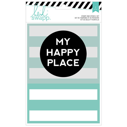 Heidi Swapp - Wanderlust Collection - Stamp and Stencil Set - 5 x 7 - My Happy Place