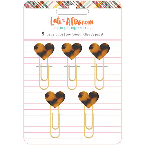 Amy Tangerine - Late Afternoon Collection - Heart Paperclips - Tortoise Shell