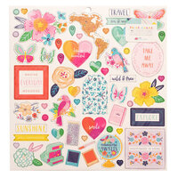 Paige Evans - Go the Scenic Route Collection - 12 x 12 Chipboard Stickers
