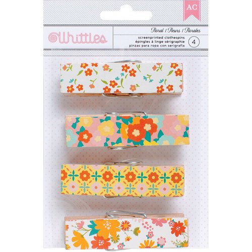 American Crafts - Whittles - Decorated Clothespins - Floral