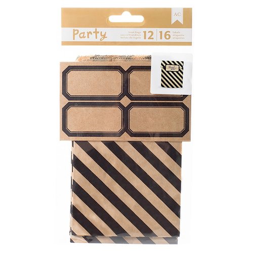 American Crafts - DIY Party - Treat Bags and Labels - Black and Kraft