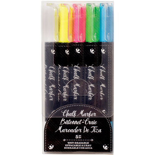 American Crafts - Wet-Erasable Chalk Marker Crayons - Five Pack - Multi