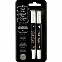 American Crafts - Wet-Erasable Chalk Marker Crayons - Two Pack - White