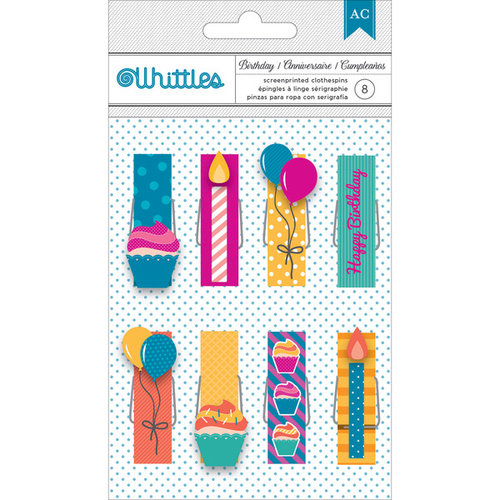 American Crafts - Whittles - Decorated Clothespins - Birthday