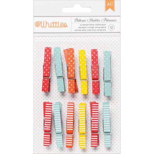 American Crafts - Whittles - Decorated Clothespins - Dots and Stripes